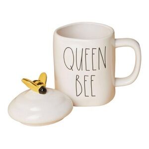 Rae Dunn Queen Bee 16oz Mug & Lid, White